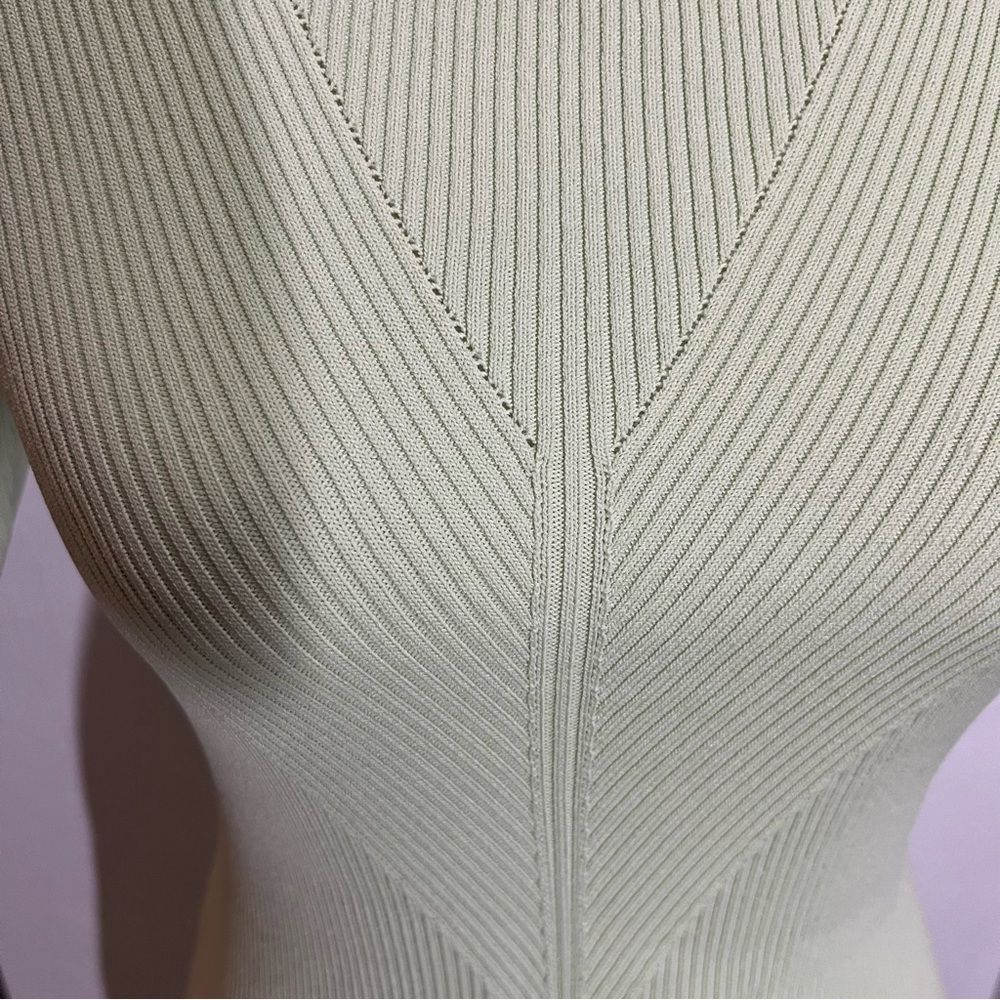 Maje Pastel Green Ribbed Knit Tie Back Midi Dress 38 - Picture 6 of 15